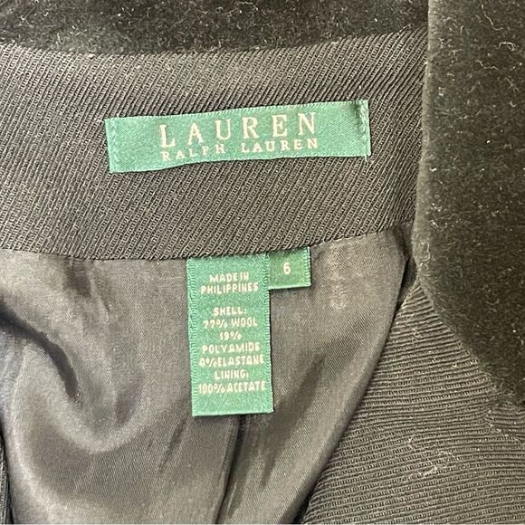 Vintage Ralph Lauren Black Velvet Trim Blazer Sz 6 Cropped Equestrian Academia - Picture 5 of 7